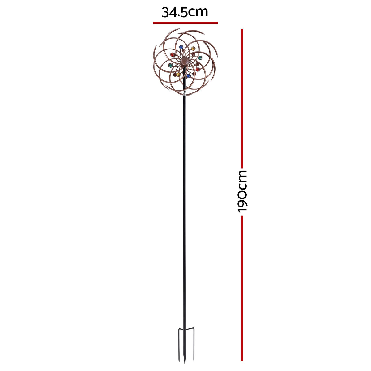 Double Layer Metal Garden Windmill Wind Spinner 190cm - Bronze