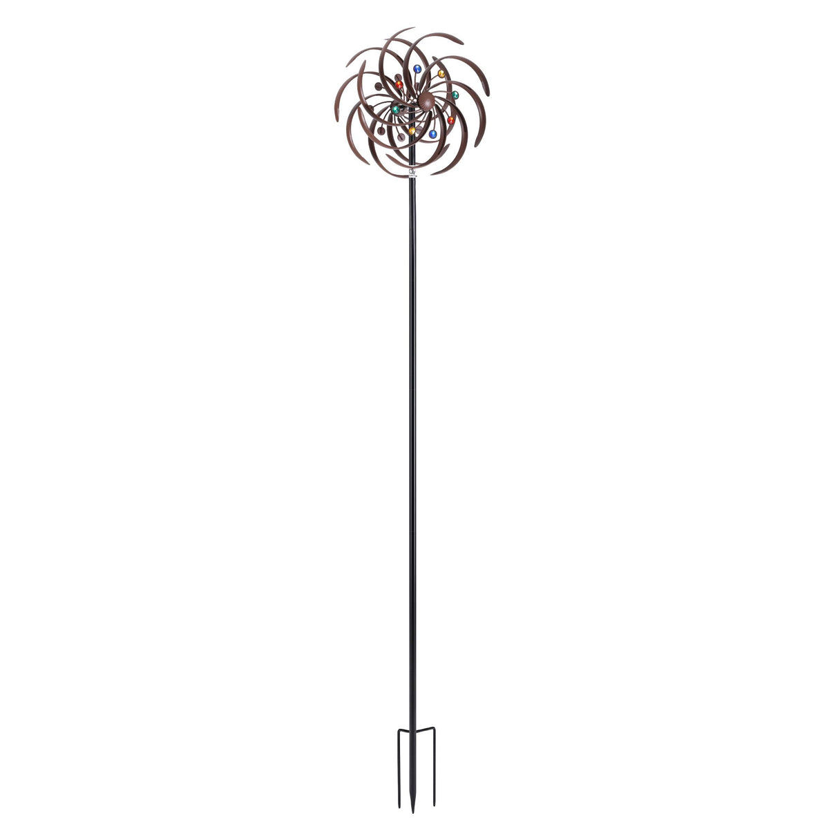 Double Layer Metal Garden Windmill Wind Spinner 190cm - Bronze