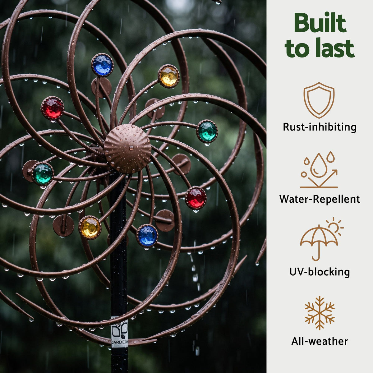 Double Layer Metal Garden Windmill Wind Spinner 190cm - Bronze