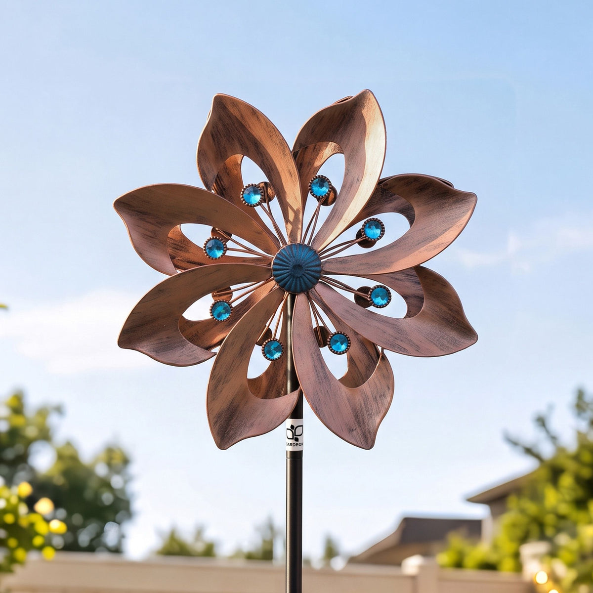 Double Layer Metal Garden Windmill Wind Spinner 190cm - Bronze