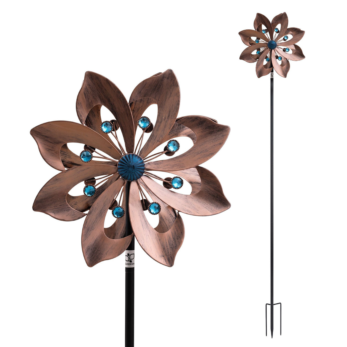 Double Layer Metal Garden Windmill Wind Spinner 190cm - Bronze