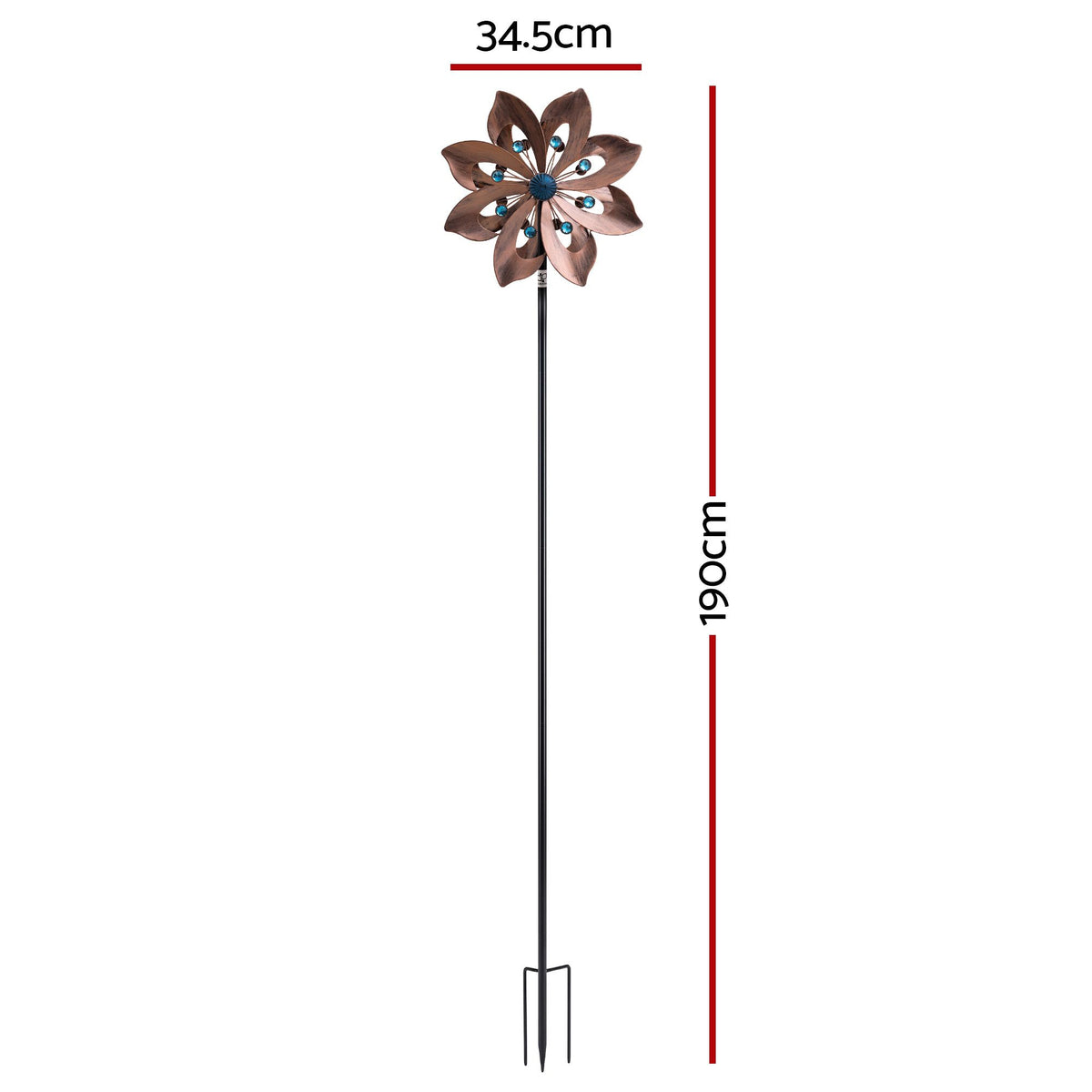 Double Layer Metal Garden Windmill Wind Spinner 190cm - Bronze