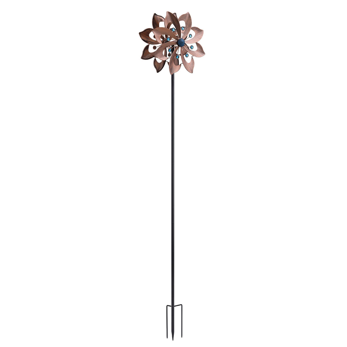 Double Layer Metal Garden Windmill Wind Spinner 190cm - Bronze