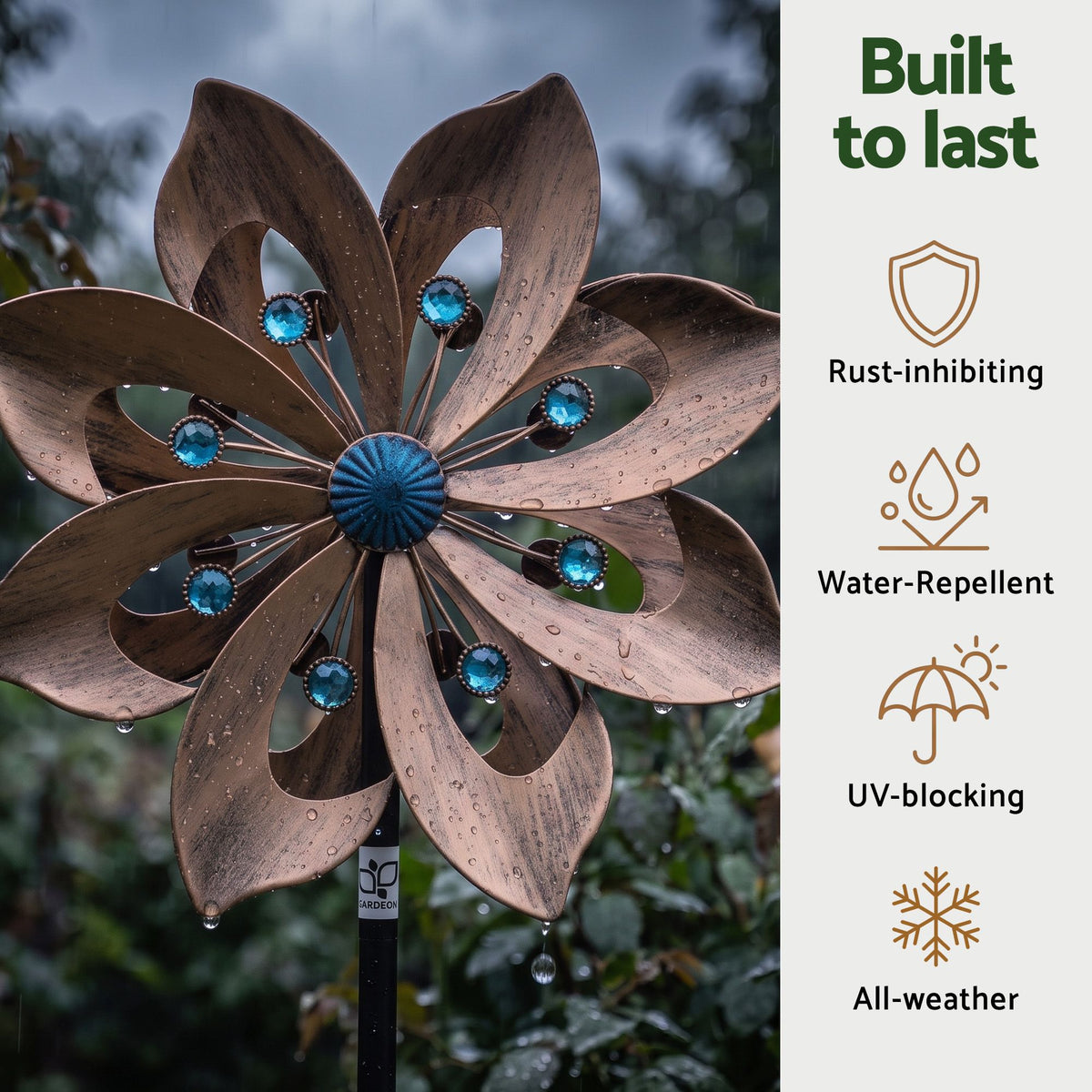 Double Layer Metal Garden Windmill Wind Spinner 190cm - Bronze