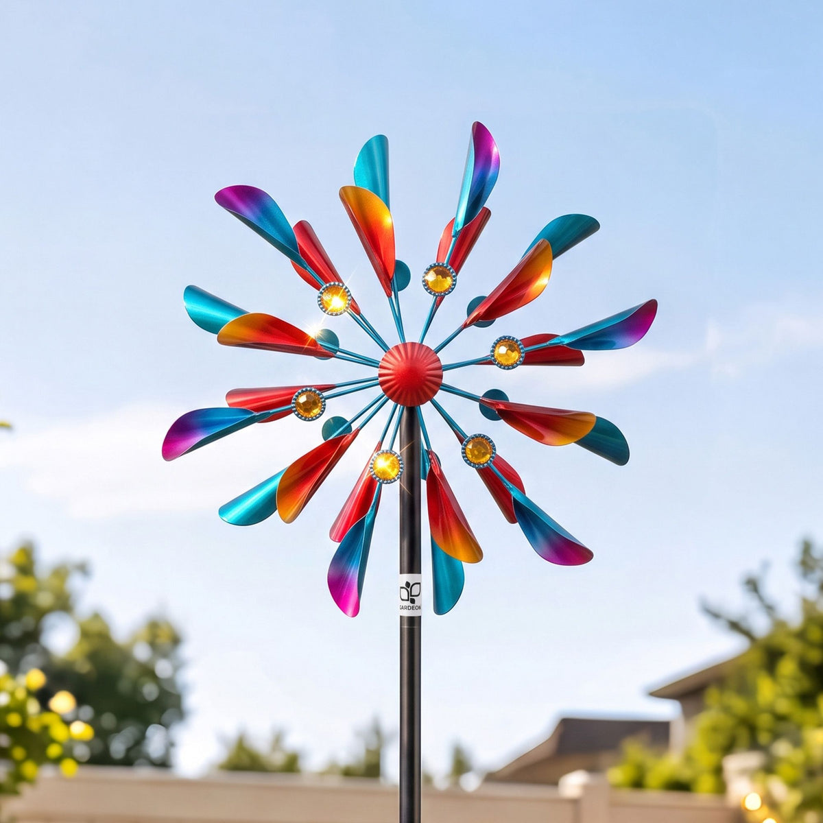 Garden Metal Double Windmill Spinner 190cm Outdoor Lawn Decor