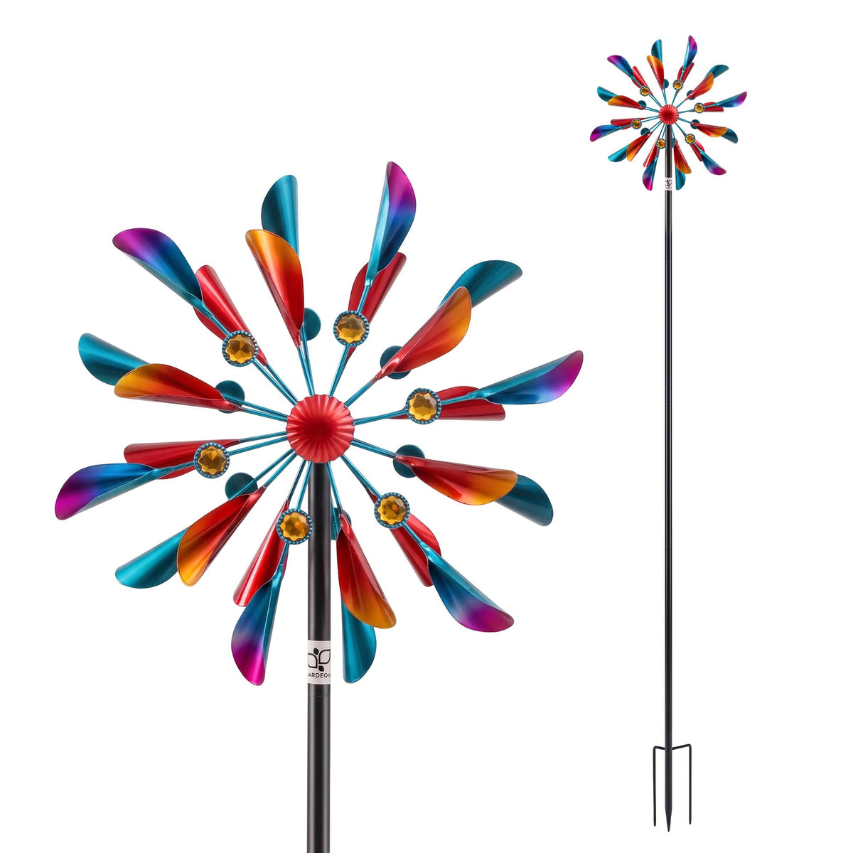 Garden Metal Double Windmill Spinner 190cm Outdoor Lawn Decor