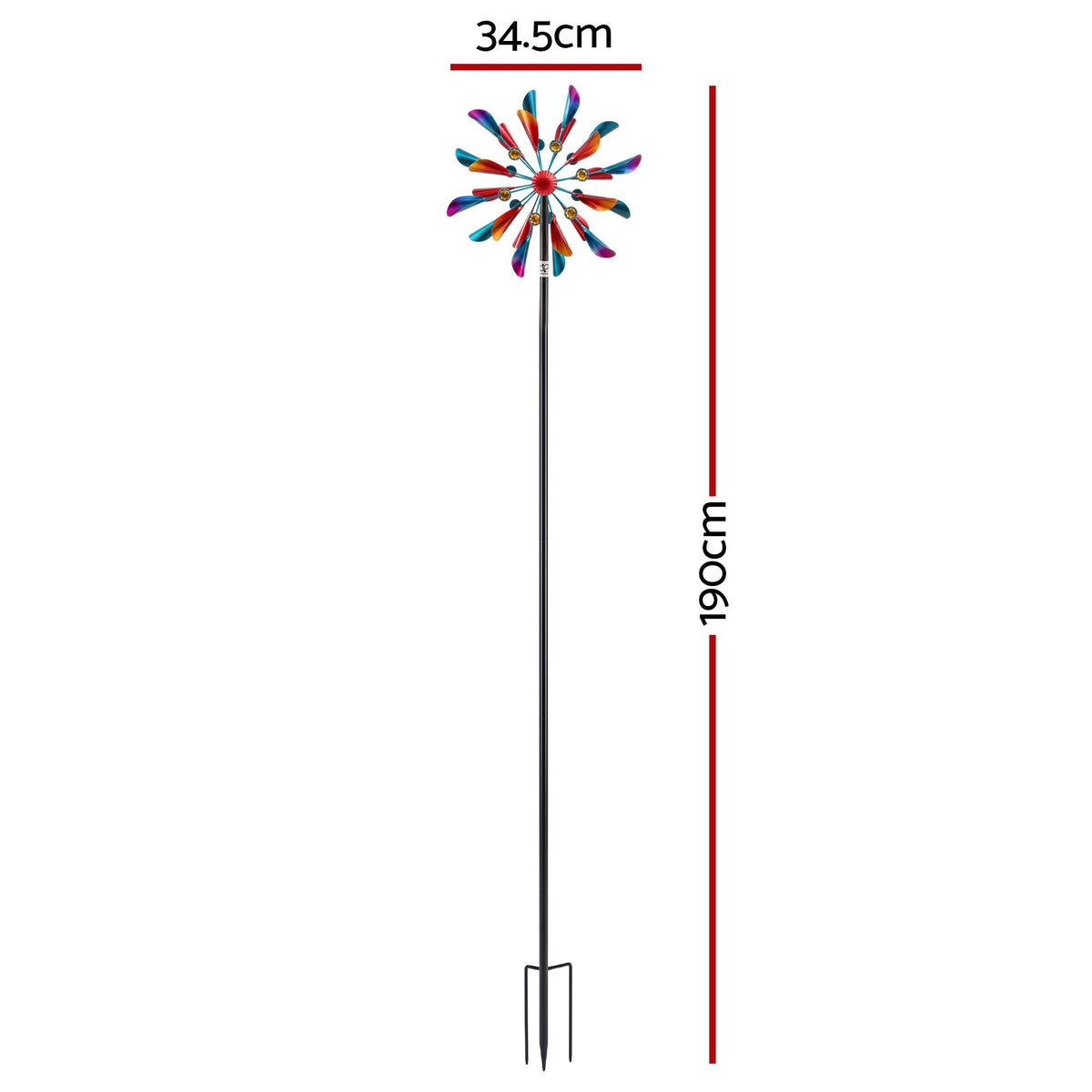 Garden Metal Double Windmill Spinner 190cm Outdoor Lawn Decor