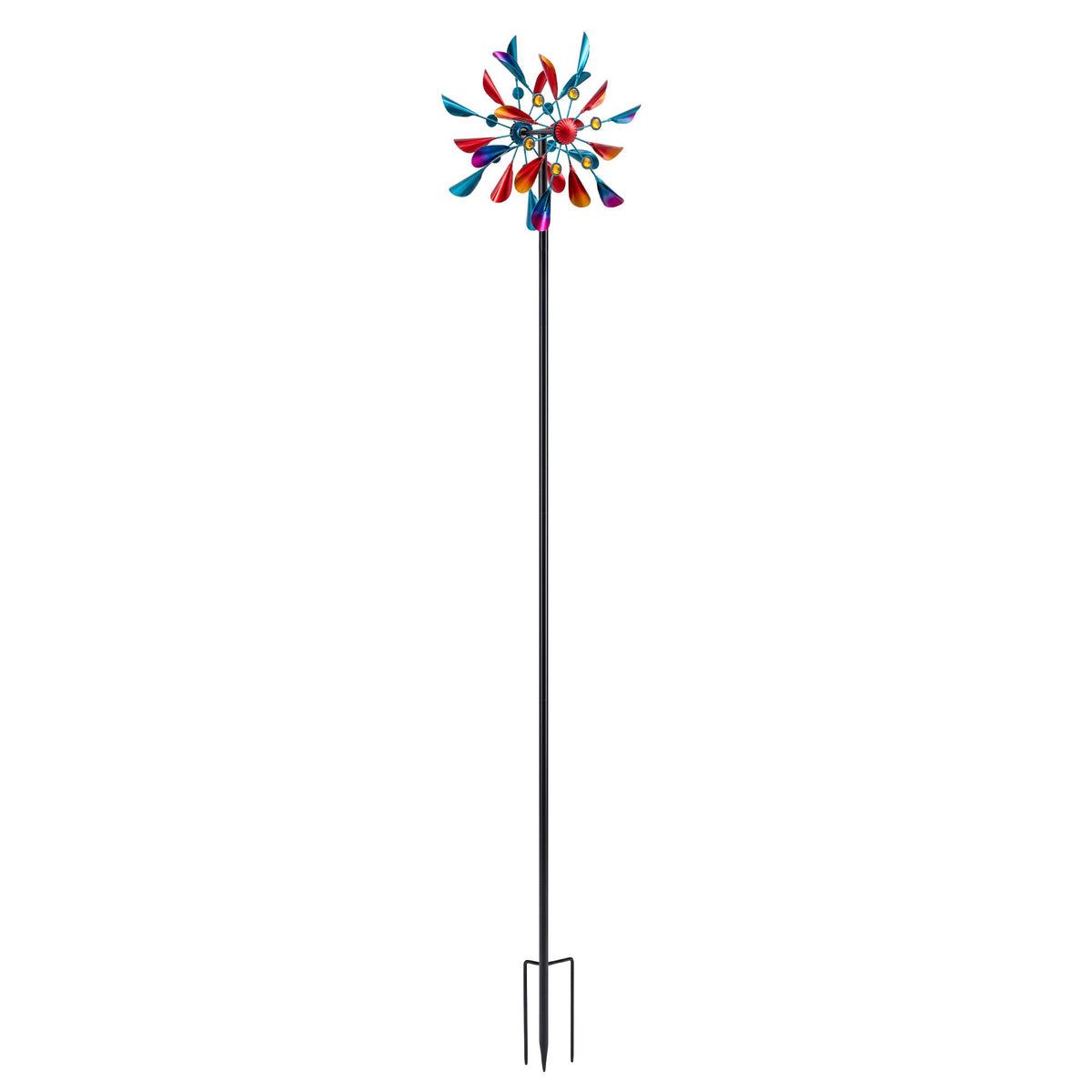 Garden Metal Double Windmill Spinner 190cm Outdoor Lawn Decor