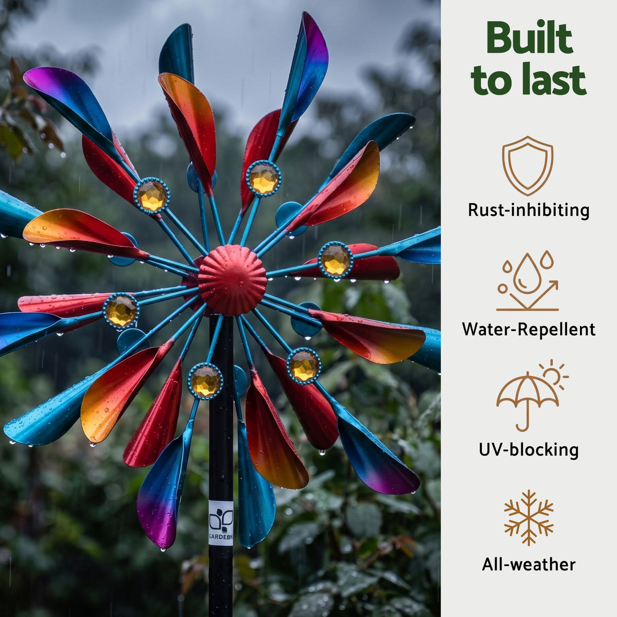 Garden Metal Double Windmill Spinner 190cm Outdoor Lawn Decor