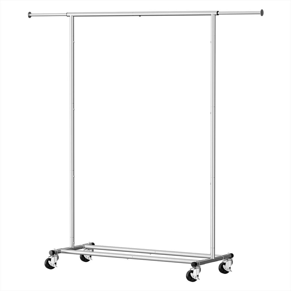 2X Adjustable Clothes Rack Garment Stand with Extendable Rail and Lockable Casters