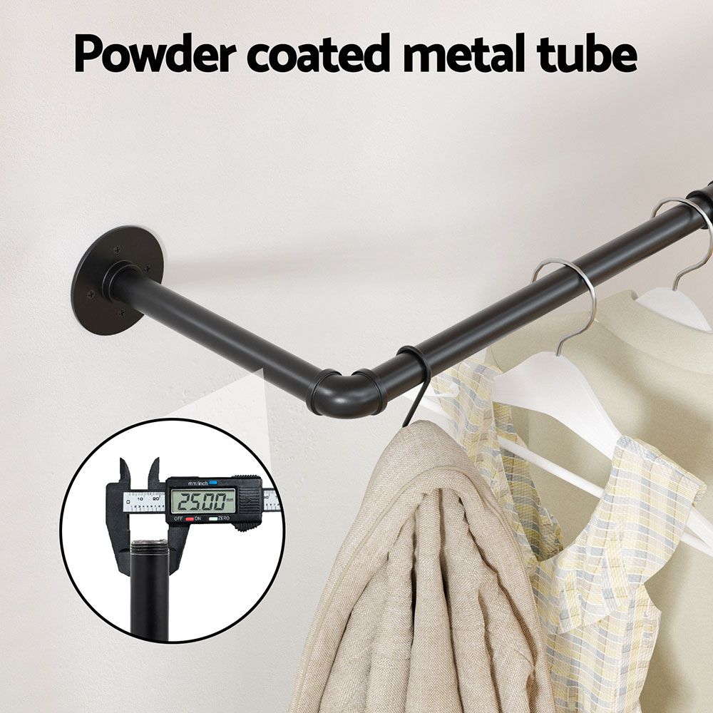Artiss Clothes Rack Garment Rail Metal Industrial Pipe Wall Mounted 2 Pack