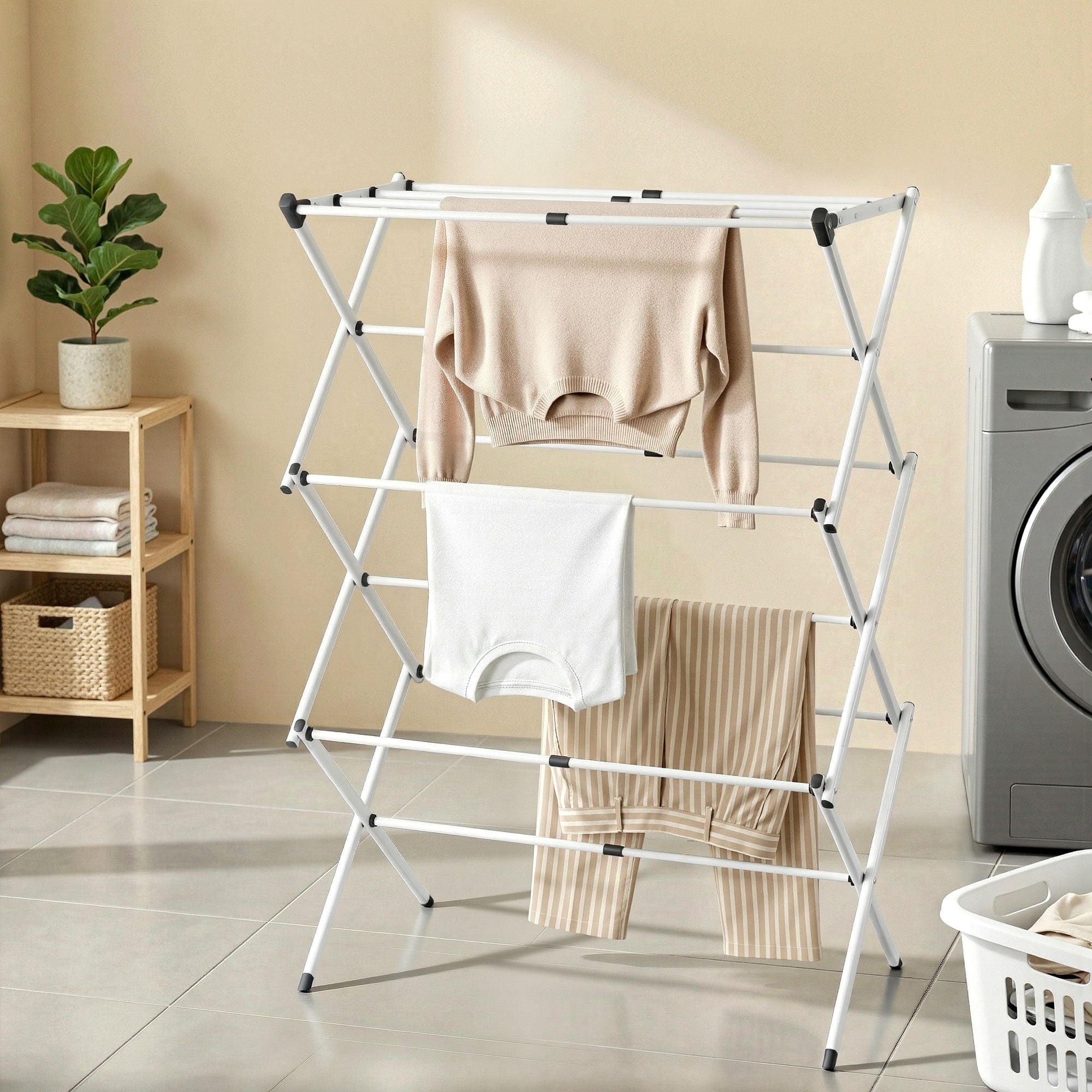 Clothes Rack Foldable Airer Drying Rack Portable No Assembly Required