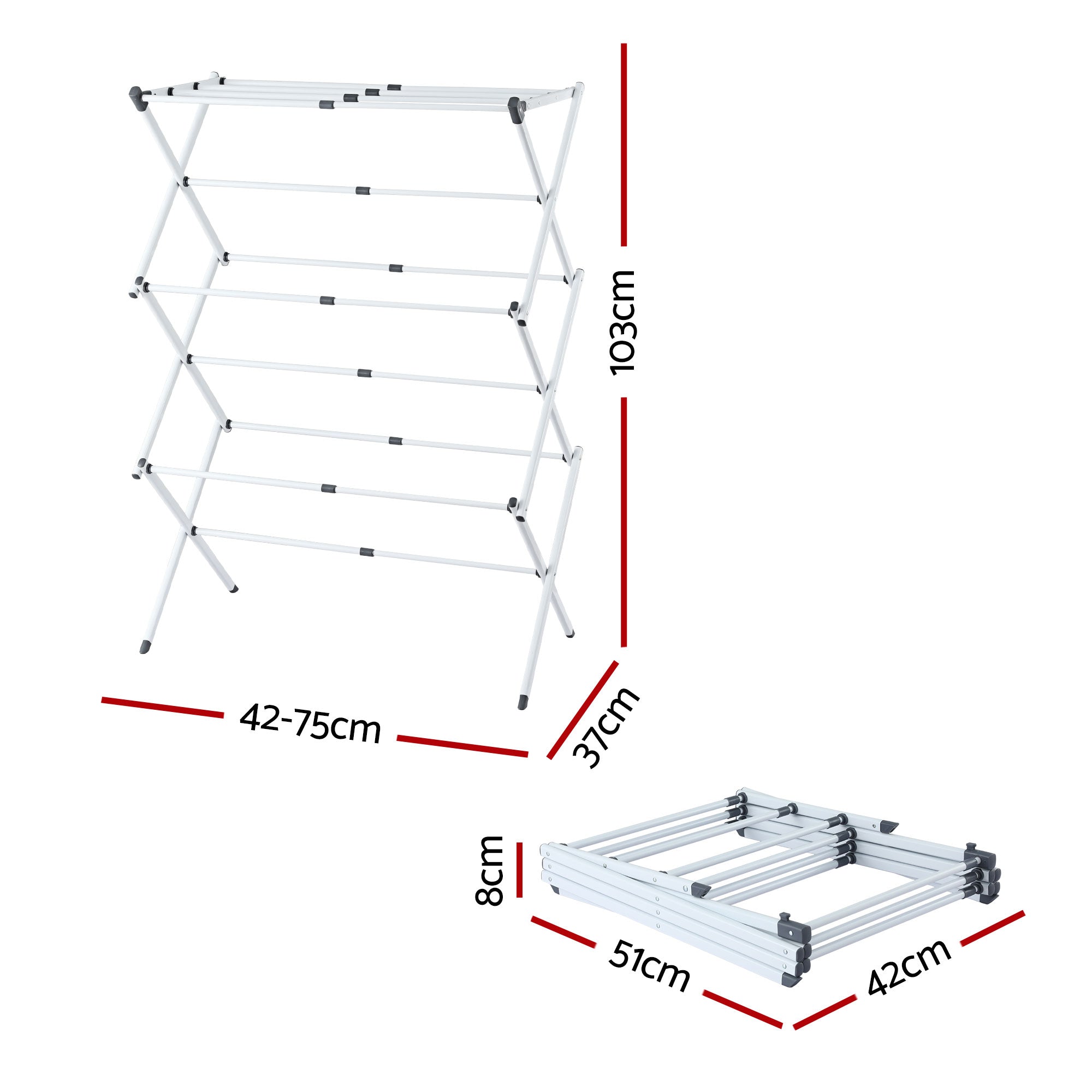 Clothes Rack Foldable Airer Drying Rack Portable No Assembly Required