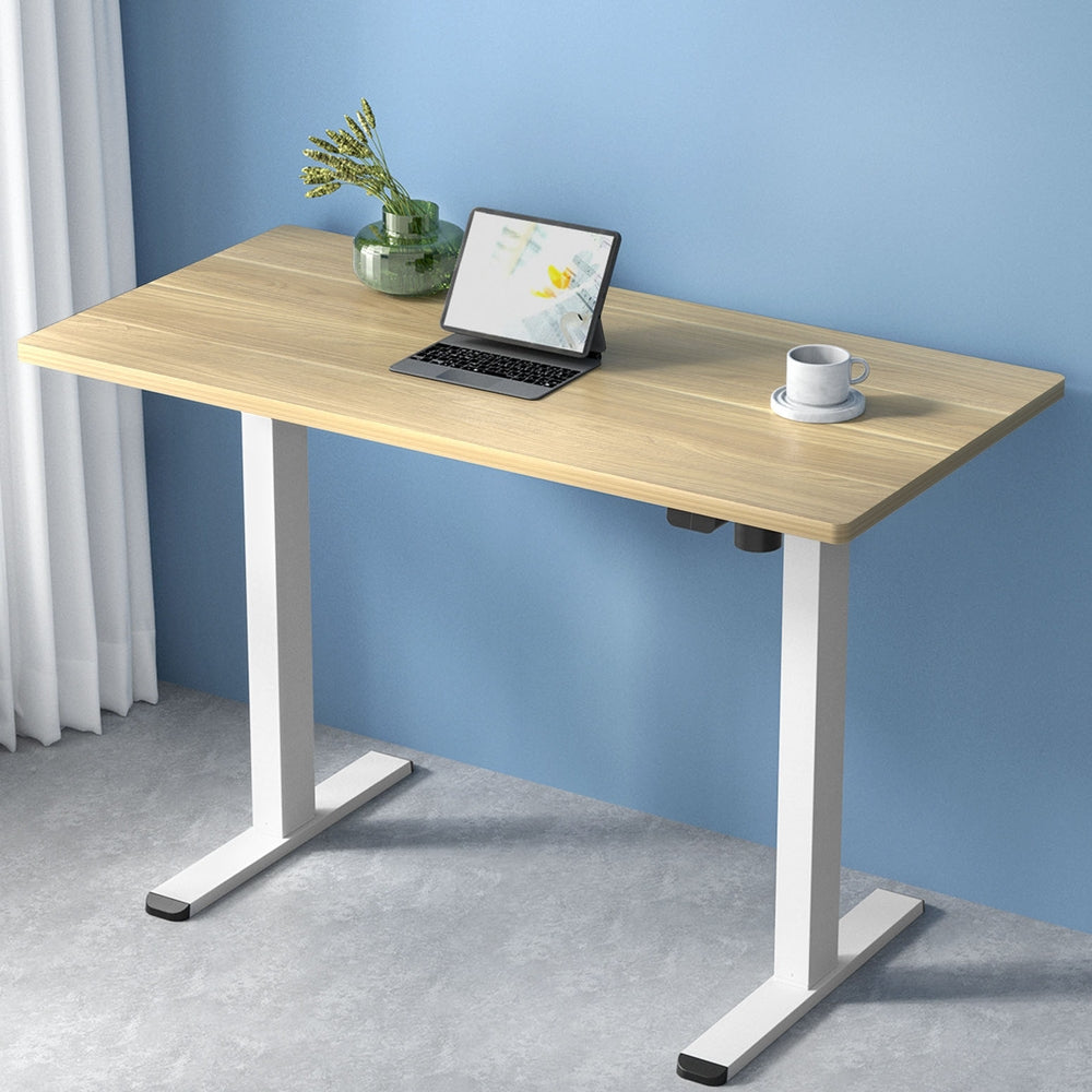 Electric Standing Desk Motorised Adjustable Sit Stand Desks White Oak