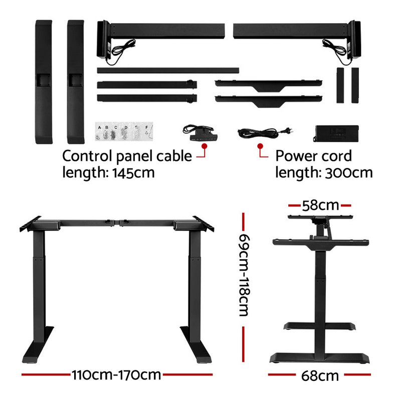 Standing Desk Sit Stand Riser Motorised Electric Computer Laptop Table Height Adjustable Dual Motor Black