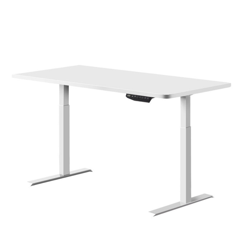 Standing Desk Motorised Sit Stand Table Height Adjustable Computer Laptop Desks Dual Motors 140cm White