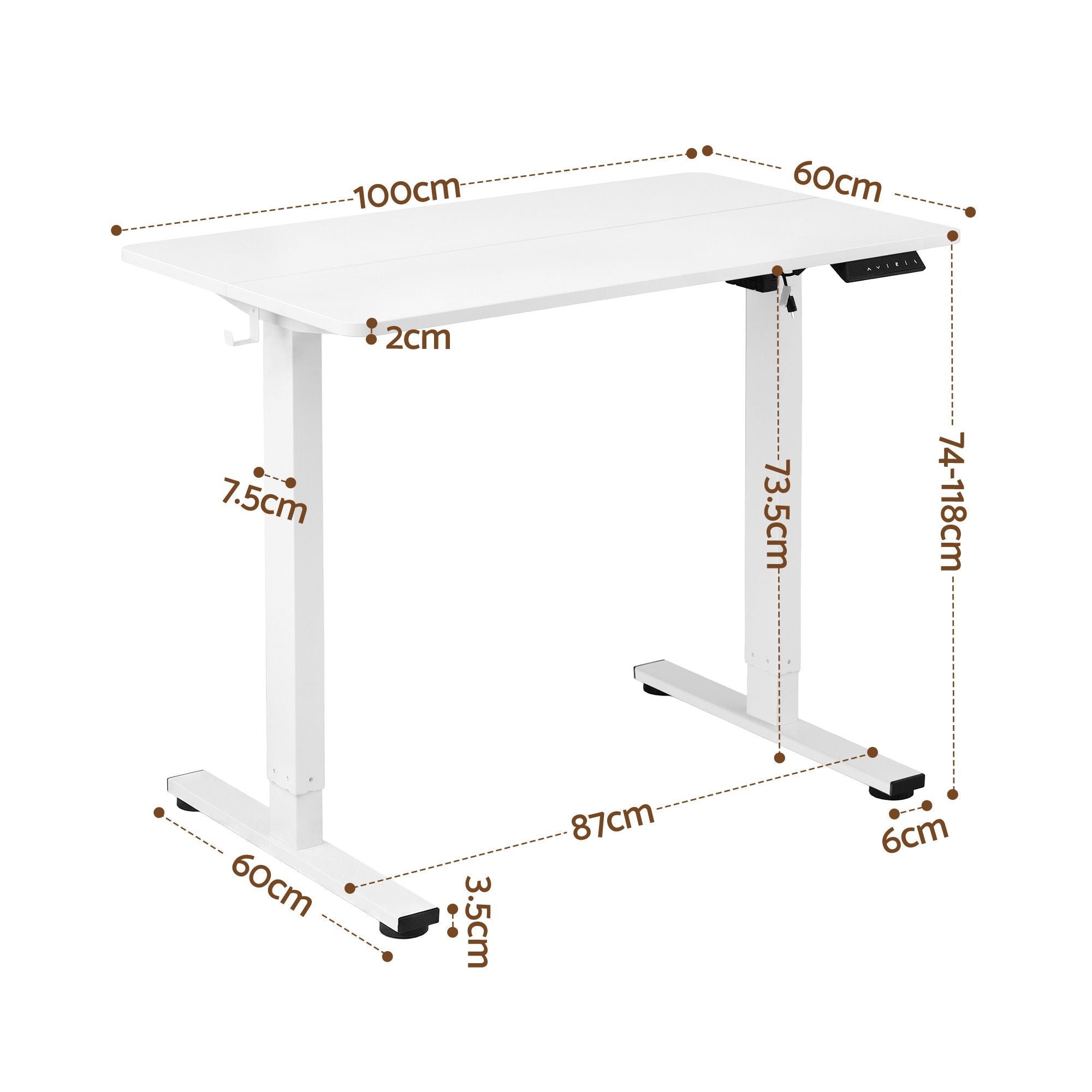 Standing Desk Electric Adjustable Ergonomic Office Table 100cm White