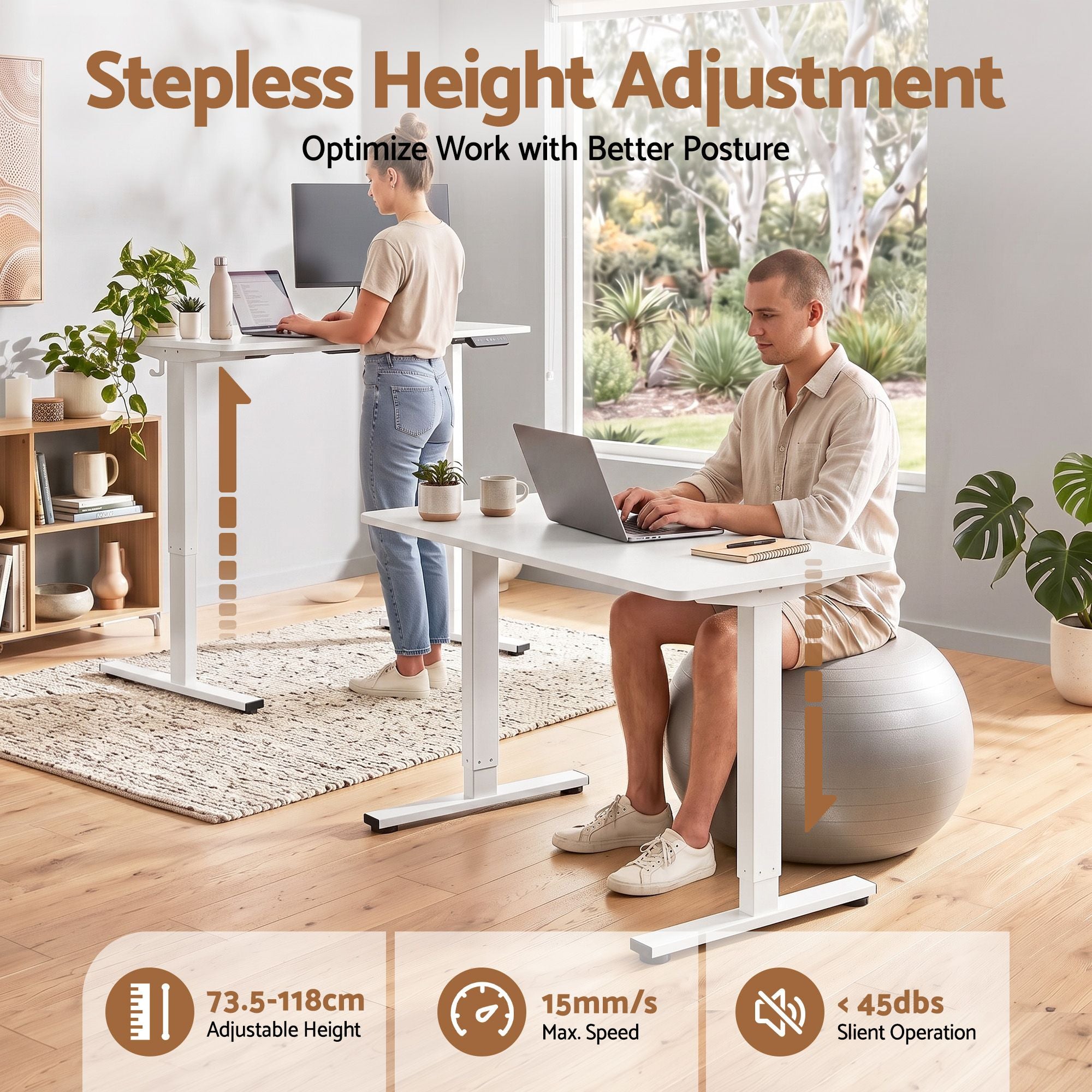 Standing Desk Electric Adjustable Ergonomic Office Table 100cm White