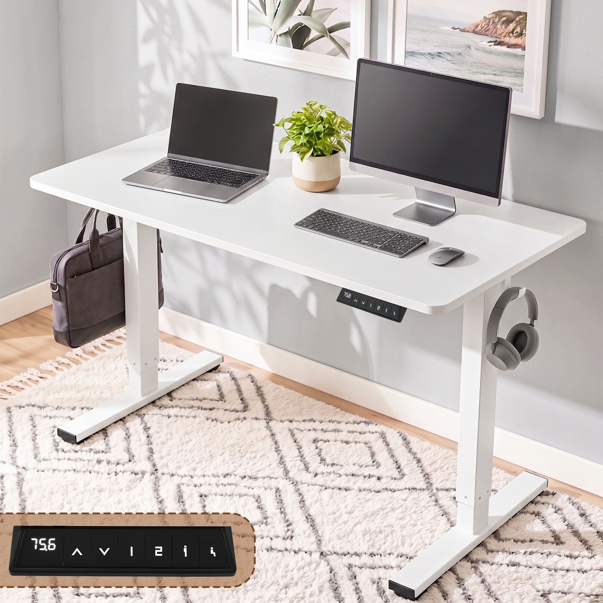 Standing Desk Electric Adjustable Ergonomic Office Table 100cm White