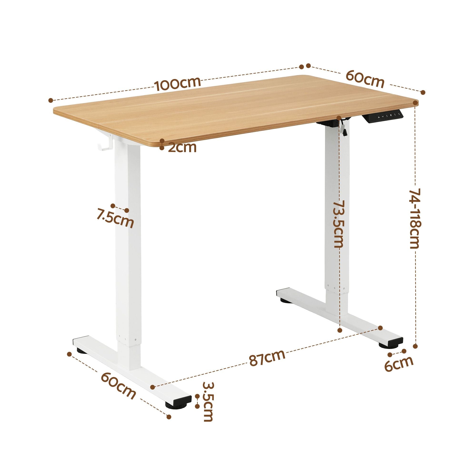 Standing Desk Electric Adjustable Ergonomic Office Table 100cm Oak