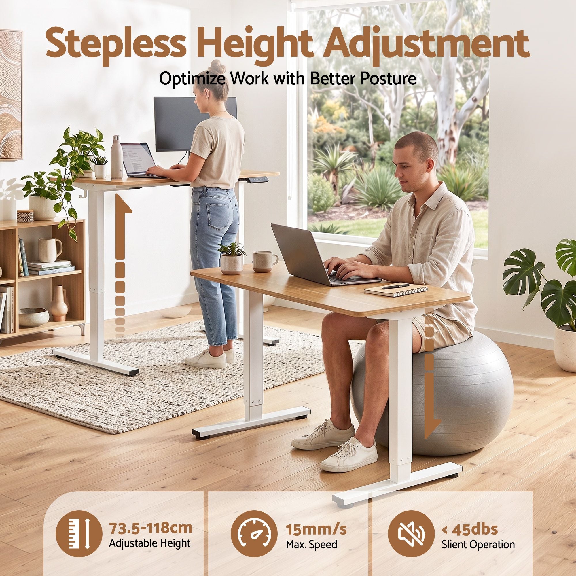Standing Desk Electric Adjustable Ergonomic Office Table 100cm Oak