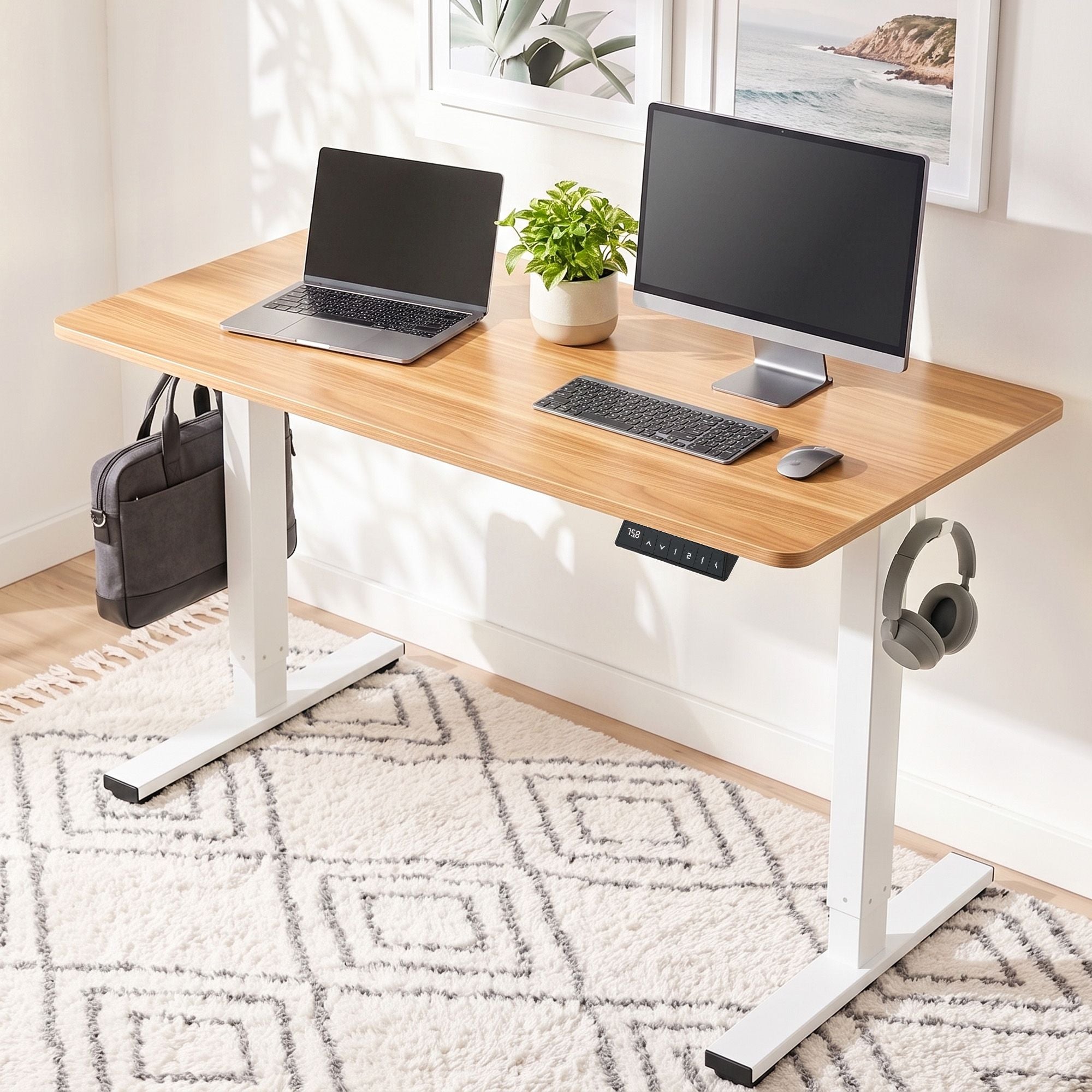 Standing Desk Electric Adjustable Ergonomic Office Table 100cm Oak