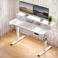 Electric Height Adjustable Standing Desk with Motorised Control Panel and Storage - White 120cm