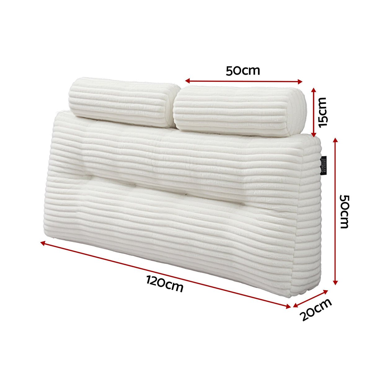 Double Wedge Pillow Headboard with Non-Flattening Shredded Foam Core and Side Pockets