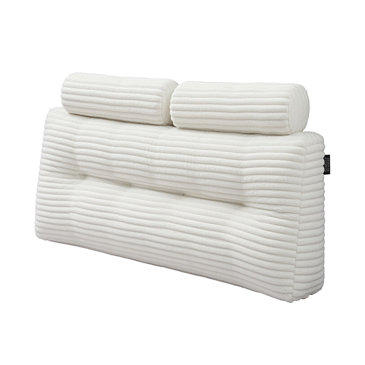 Double Wedge Pillow Headboard with Non-Flattening Shredded Foam Core and Side Pockets