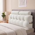 Wedge Pillow Headboard with Shredded Foam Core, Side Pockets, Queen Size