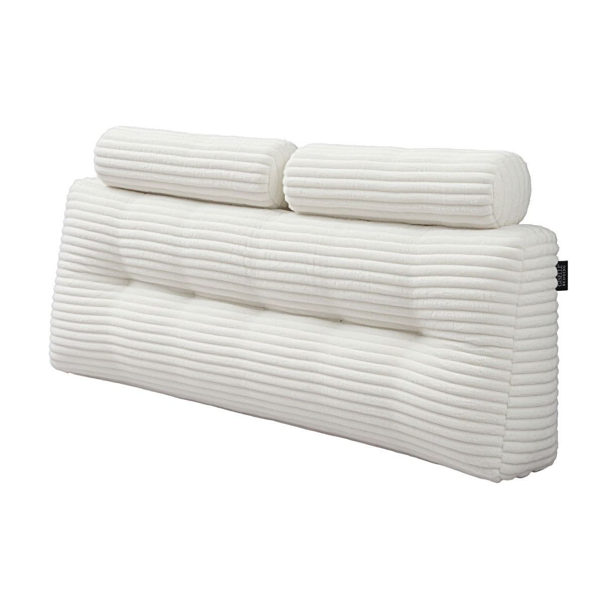 Wedge Pillow Headboard with Shredded Foam Core, Side Pockets, Queen Size