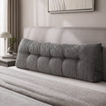Headboard Pillow for Sitting in Bed with Lumbar Support, Shredded Foam Reading Wedge Cushion, Queen Size with Side Pockets