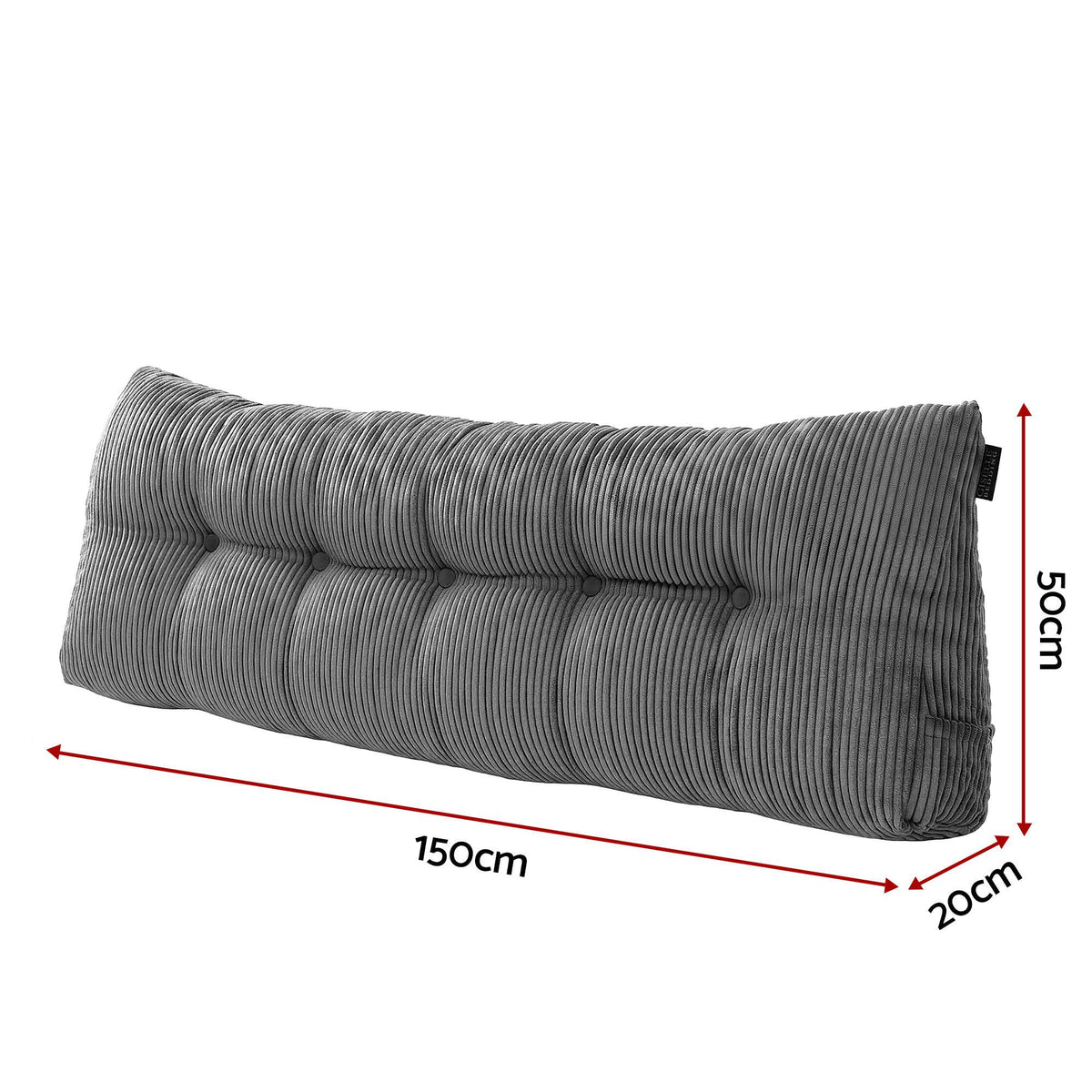 Headboard Pillow for Sitting in Bed with Lumbar Support, Shredded Foam Reading Wedge Cushion, Queen Size with Side Pockets