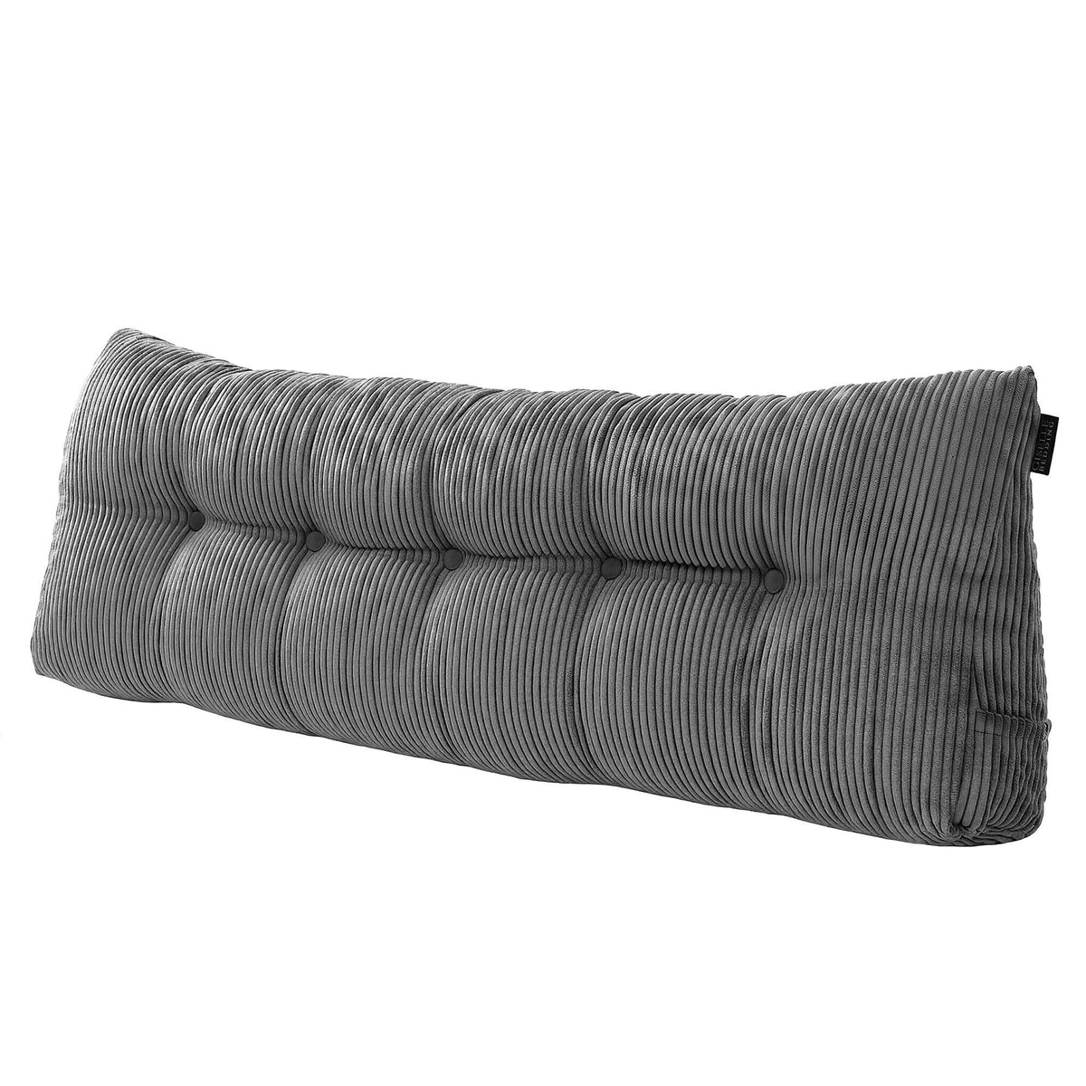 Headboard Pillow for Sitting in Bed with Lumbar Support, Shredded Foam Reading Wedge Cushion, Queen Size with Side Pockets
