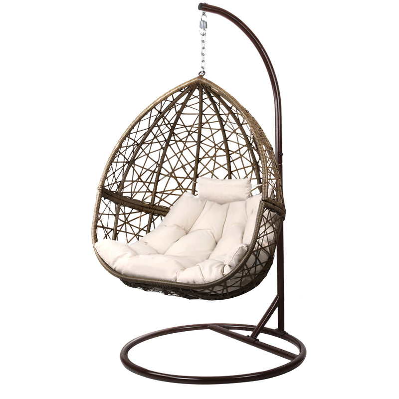 Outdoor Hanging Wicker Egg Chair - Brown