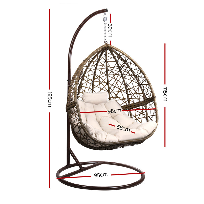 Outdoor Hanging Wicker Egg Chair - Brown