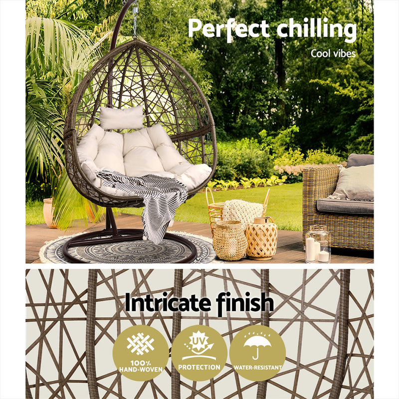 Outdoor Hanging Wicker Egg Chair - Brown