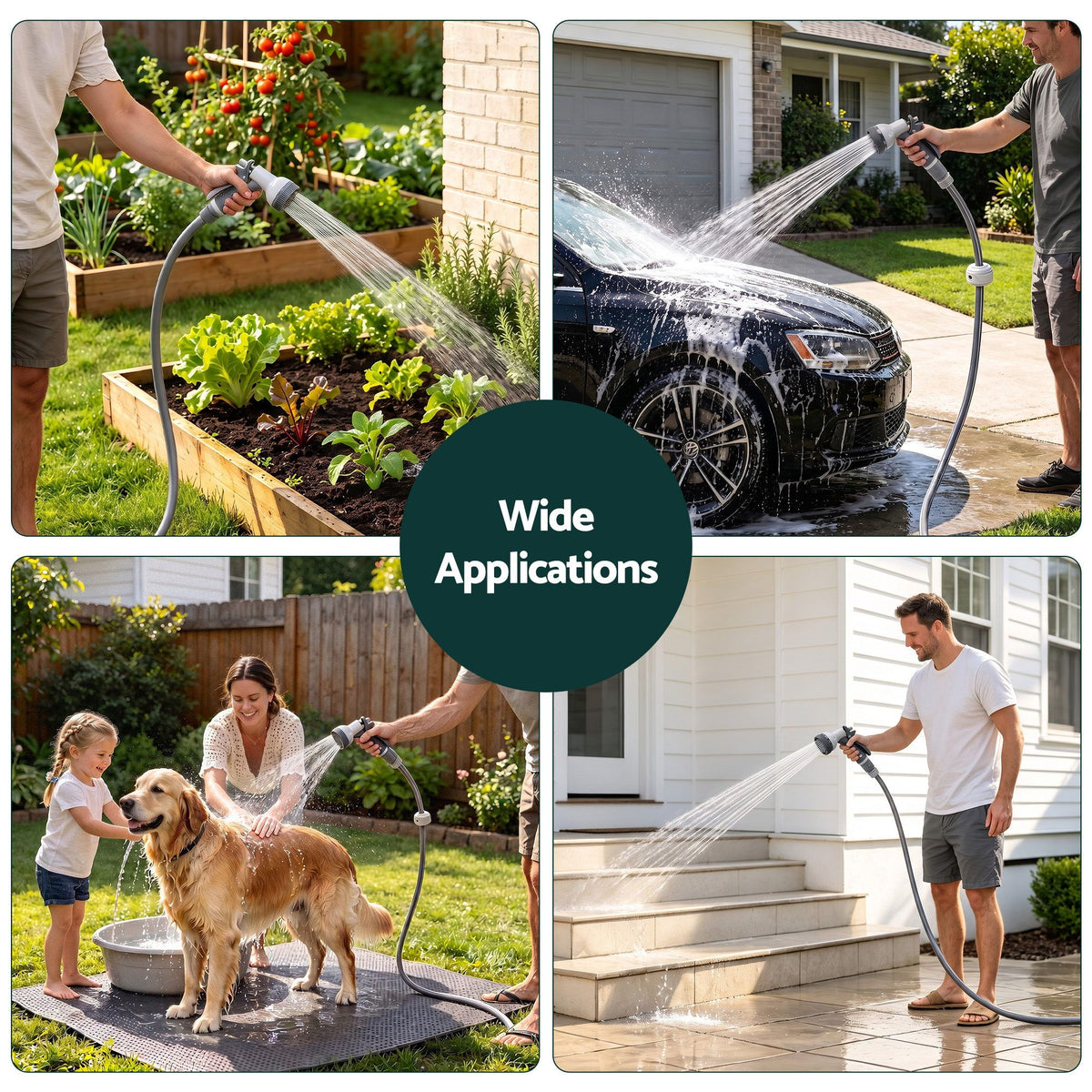 20m Retractable Wall Mounted Garden Hose Reel with 9-Pattern Nozzle - Green