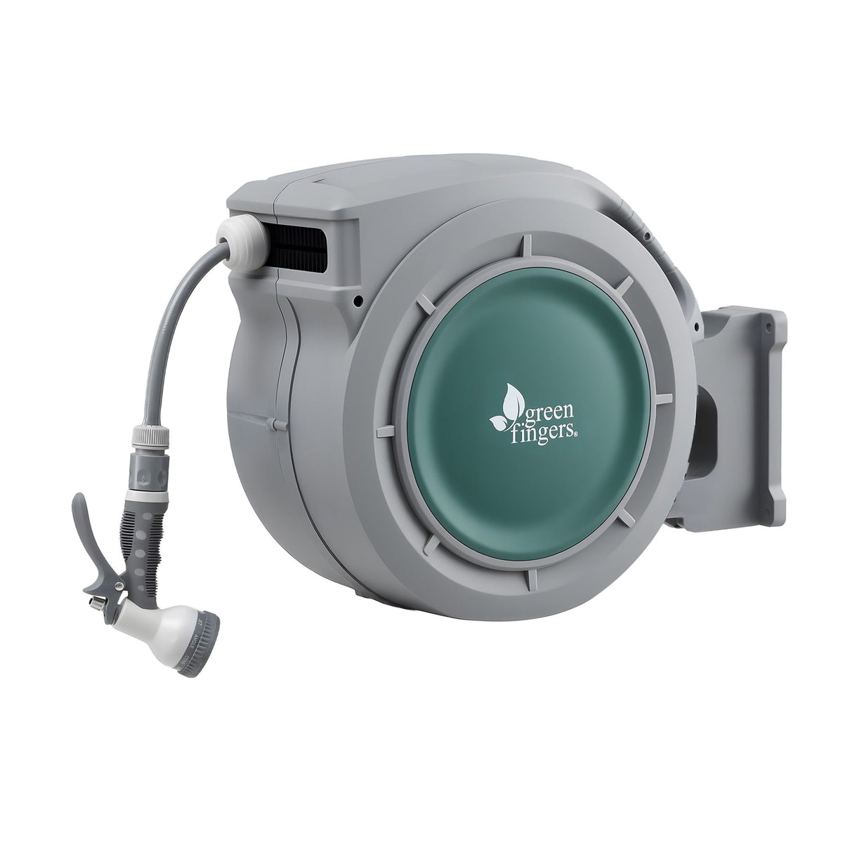 20m Retractable Wall Mounted Garden Hose Reel with 9-Pattern Nozzle - Green