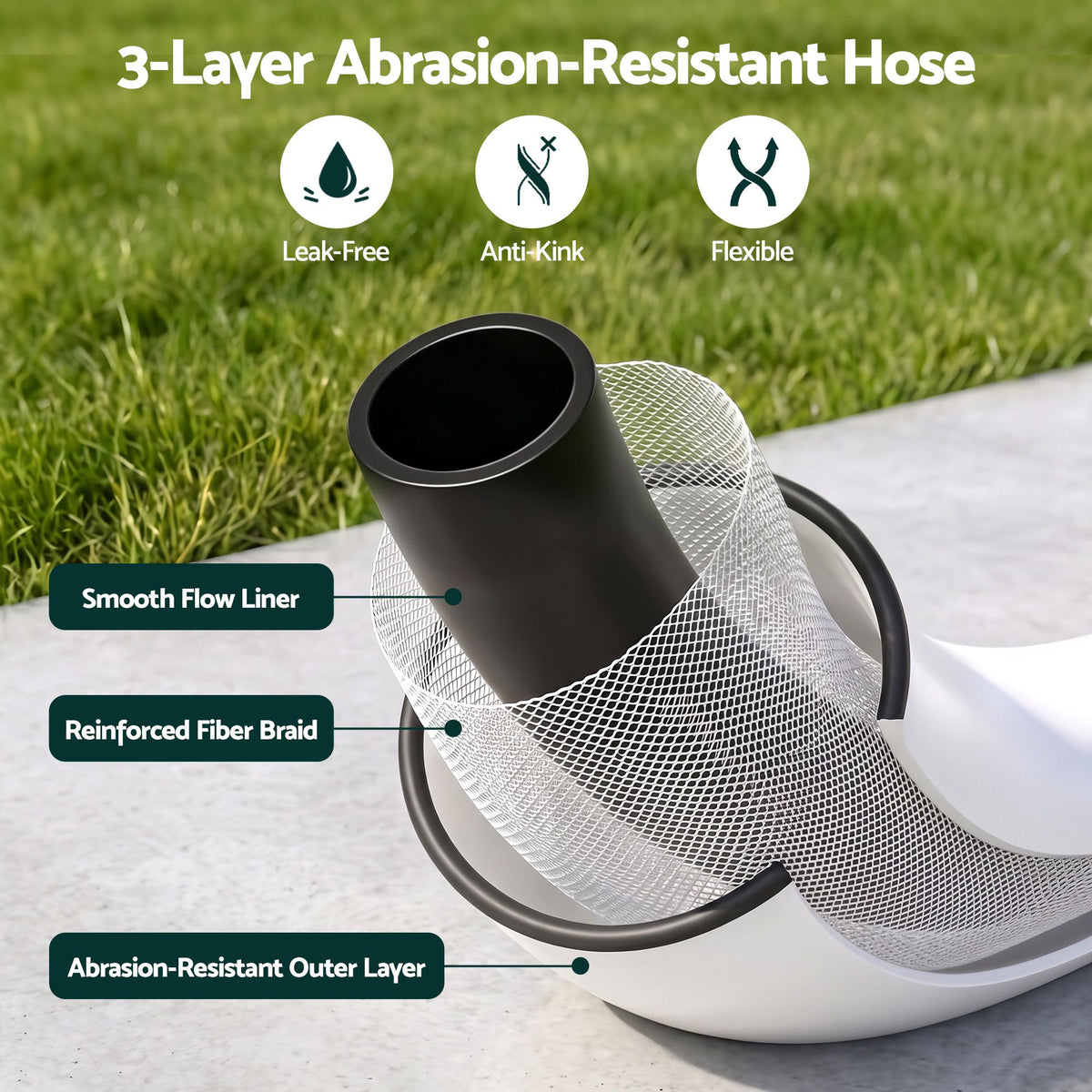 30m Retractable Wall Mounted Garden Hose Reel with 9-Pattern Nozzle - Green