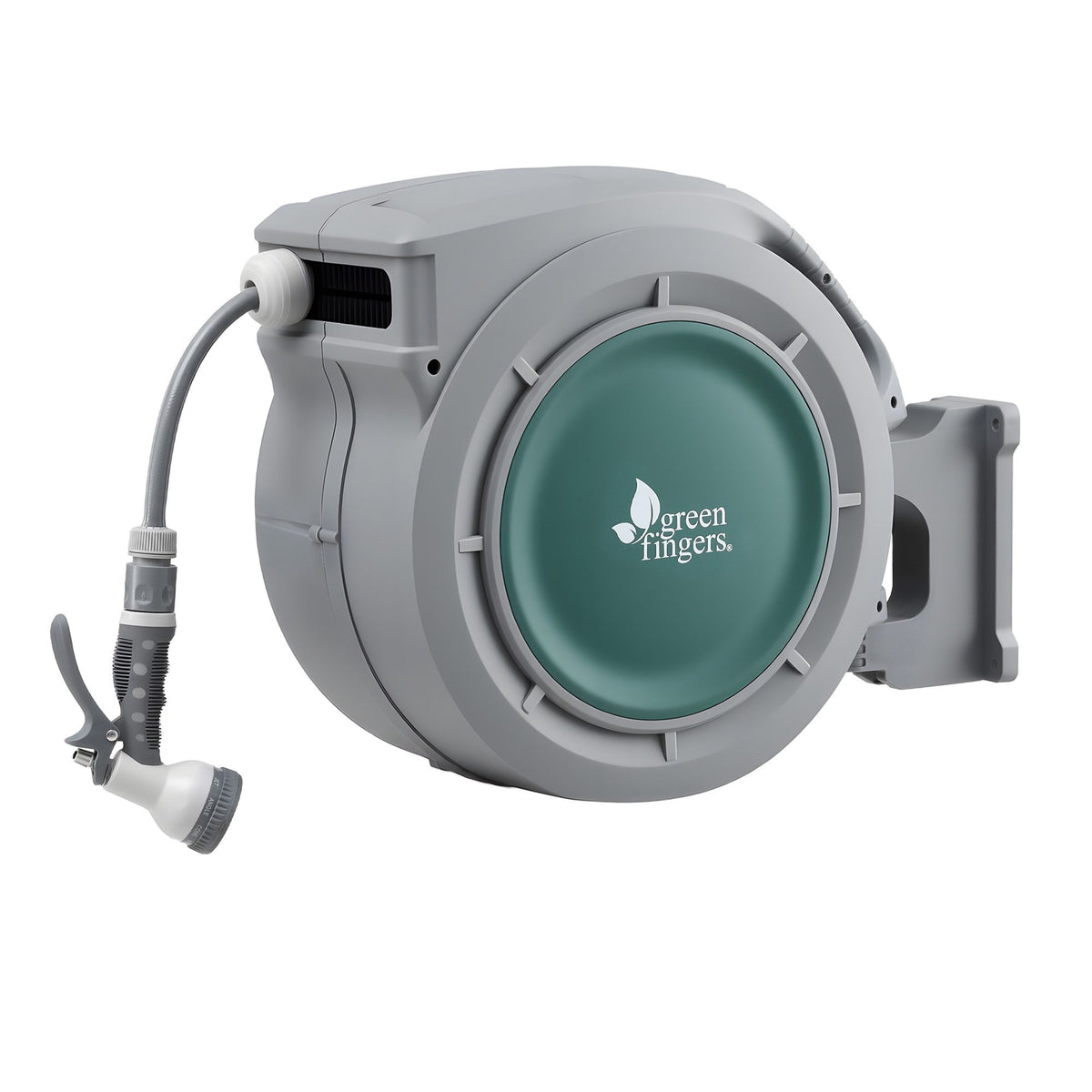 30m Retractable Wall Mounted Garden Hose Reel with 9-Pattern Nozzle - Green