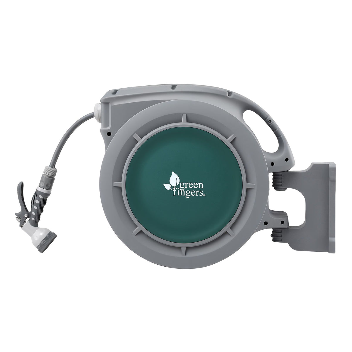 30m Retractable Wall Mounted Garden Hose Reel with 9-Pattern Nozzle - Green