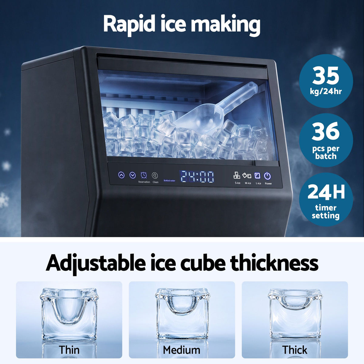 35kg Commercial Freestanding Ice Maker Ice Cube Machine