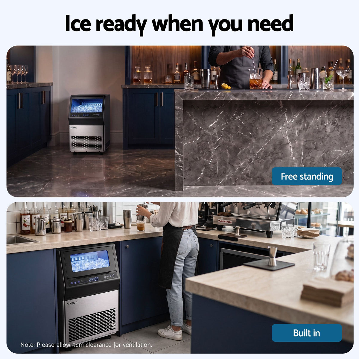 35kg Commercial Freestanding Ice Maker Ice Cube Machine