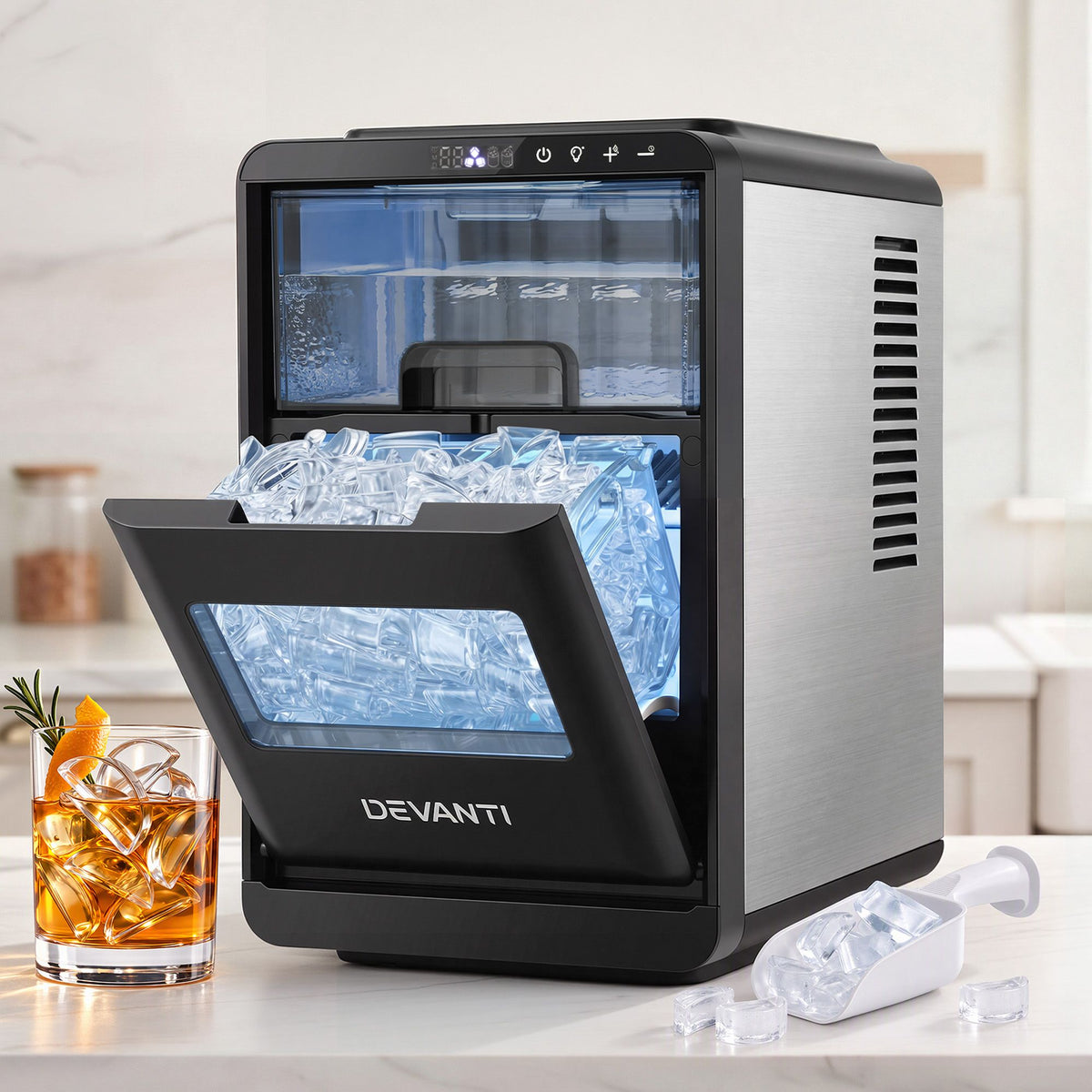Crescent Ice Maker 16pcs 12KG/24H Countertop Machine for Home - Black