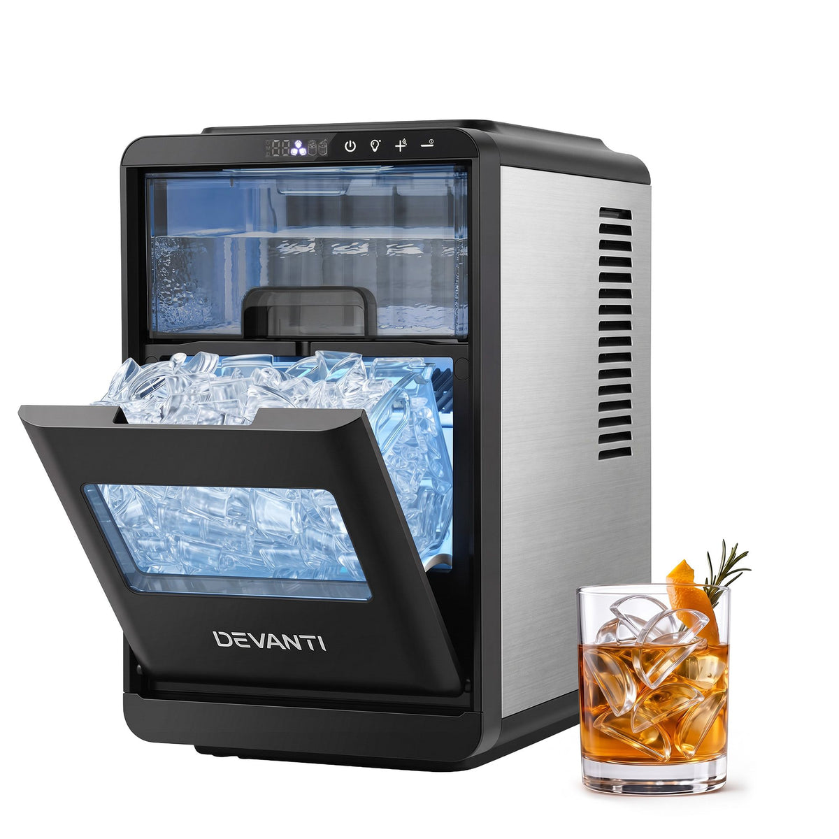Crescent Ice Maker 16pcs 12KG/24H Countertop Machine for Home - Black