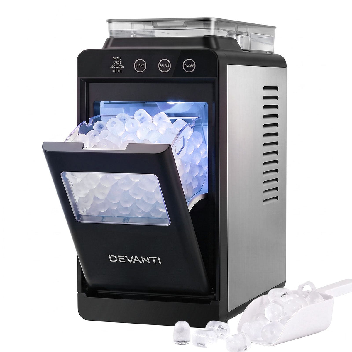 Slim Compact Countertop Ice Maker 12KG/24H with Touch Panel and Self-Cleaning - Black