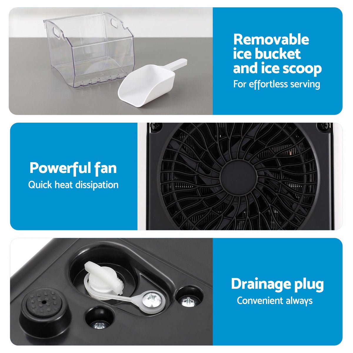 Slim Compact Countertop Ice Maker 12KG/24H with Touch Panel and Self-Cleaning - Black