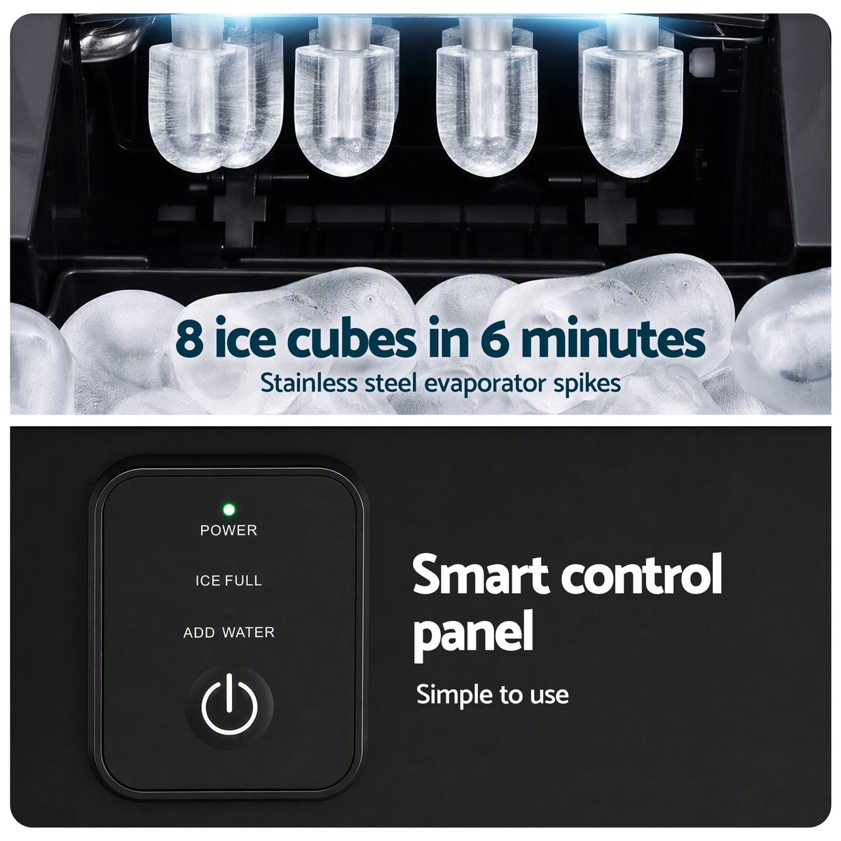 Portable Ice Maker 11-12kg Daily Capacity Bullet Cube Machine - Black
