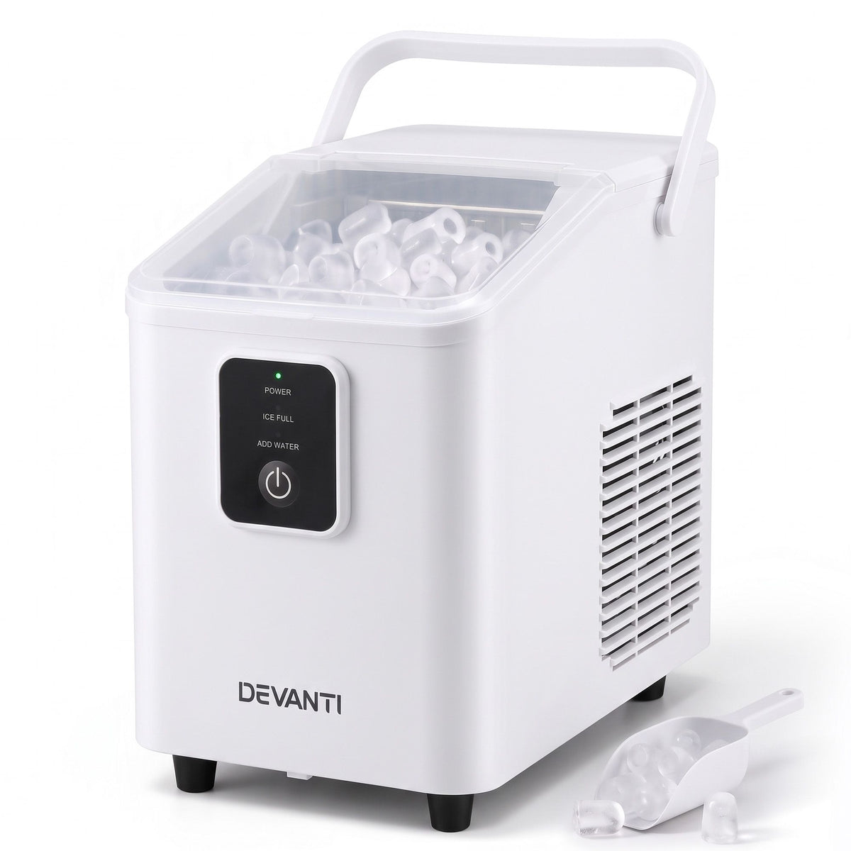 Portable Bullet Cube Ice Maker 11-12kg Capacity - White